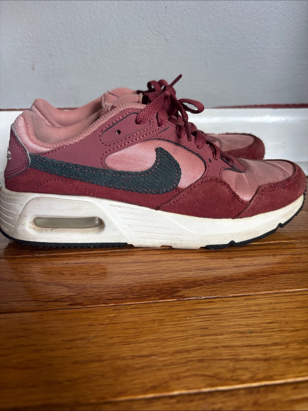 Nike Burgundy and Pink Low-Top Air Max Sneakers, Kids Girls 5